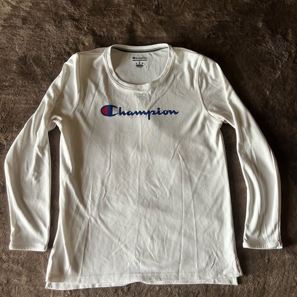 Champion White Athletic Long Sleeve Tee